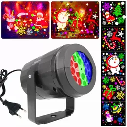 LED 효과 16 패턴 RGB 크리스마스 레이저 프로젝션 램프 눈송이 프로젝터 조명