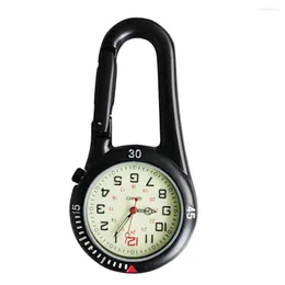 Taschenuhren Outdoor Mini Rundes Zifferblatt Arabische Zahlen Quarz Analog Clip Karabinerhaken Uhr