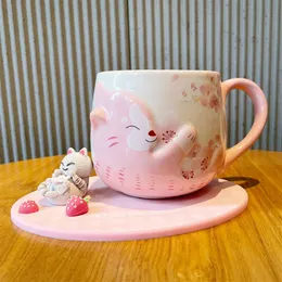 Tazza Starbucks Cute Cherry Blossom Cat con Sakura Mark Ceramic Coffee Cup 355ML256J