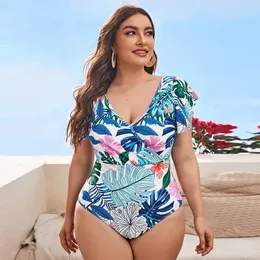 Женские купальственные купальники с толстой женщиной плюс размером с однокомпонентами без спинка цифровая печать