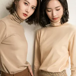 여성용 폴로 2022-Coming Autumn Winter Top Solid Full Femme 풀오버 두꺼운 니트 여성 Turtleneck 대형 여성 스웨터