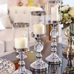 حاملي الشموع الزجاجية الزجاج الديكور المعادن شمعة الطاولة الإبداعية غرفة المعيشة الحلي FC243
