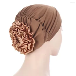 الملابس العرقية 2022 تمتد قبعات الحجاب الداخلية القبعة المسلمة Turban Femme Musulman Turnted على استعداد لارتداء غطاء رأس زهرة بونيه