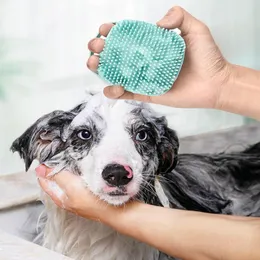 Hundkläder Pet Cat Grooming Bath Brush Massage med tvål och schampo Soft Silicone Glove Dogs Cid Tools