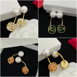 Stilvolle Perle Dangle Drop Ohrring Studs berühmte Designer Ressensteine ​​Brief Schmuck Ohrringe Frauen Ohrhörer Party Bijoux Hochzeitsliebhaber Geschenk