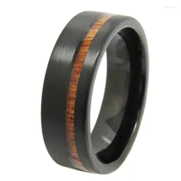Bröllopsringar Fashion Tungsten Carbide Ring 8mm Black Plane Slotted Real Rosewood for Men Women Par Engagement Smyckesgåvor