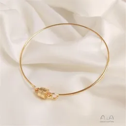 Bracciale rigido placcato in oro 14 carati con fibbia magnetica, bracciale circolare, cerchio semplice ed elegante, materiale fatto a mano fai da te