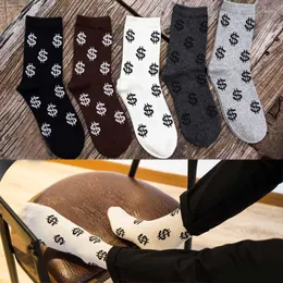 Herrensocken Ly Mode Frühling Herbst Männer Dollar Symbol Gedruckt Bequem Atmungsaktiv Absorbieren Schweiß Anti-Rutsch-Mann Mittlere Lange Socke C