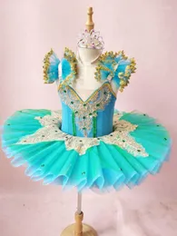 Desgaste do palco para crianças adultas Balé profissional Tutus Green Classical Performance Clothing Girls Gymnastic Dancing Dress Kids Swan Lake