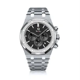Men's Luxury Automatic Mechanical Watch REQUIN Royal Brand Silver White Stainless Steel Case 26331ST OO 1220ST 02 Black Calen264A