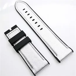 24mm Titta p￥ Lugs Size Silver Color Canvas Leather Band 22mm Pin Buckle Lug Size Strap For Pam Iwatch 128 80mm L￤ngd264C