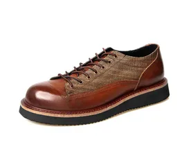 Tahıl Kargo Tam Deri Ayakkabı Beyler Moda Yüksek Top Mens Platform Kalın Topuklu Erkek Oxfords 841