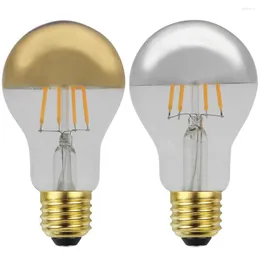 Edison LED Filament Lamp A60 220V 4W E27 Reflektor Semi Silver Plated Warm Light Interior Decoration Shadowless