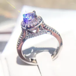 خواتم الزفاف الحقيقية الطبيعية moissanite الأحجار الكريمة Bizuteria الفضة حلقة اللون للنساء Anillos de 925 المجوهرات