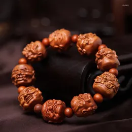 Strand Carved Mahogany 18 Arhats Bracelet Natural National Wind Safety Gear Beadwork