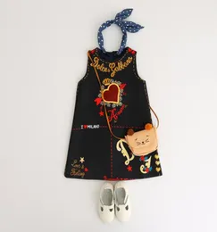 Çocuk Giysileri Bebek Kız Giyim En Yeni Avrupa ve Amerikan Tarzı Bahar Sonbahar Sundress Mektubu Kalp Çocuklar İçin Basılı Kızlar OU2846028
