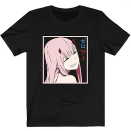 Herr t-skjortor älskling i franxx t-shirt män bomullsskjorta anime noll två 02 tees harajuku streetwear