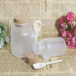Storage Bottles Scrub Bath Salt ABS Bottle Reusable With Wooden Spoon Wood Container Stopper Frosted Seal Jar