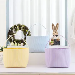 Cesto prático de cesto de xadrez de páscoa seersucker Easters Easter ovos baldes de faixa personalizada bolsas de presente de cueca cestas de armazenamento de roupas por atacado