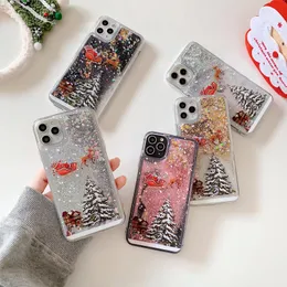 fashion Christmas phone cases iPhone 14 13 12 11 Pro max x xs xr xsamx 7 8 plus 6 6s Christmas Tree Quicksand Silicone Case