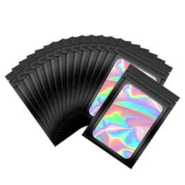 Mylar Bags Resealable Odor Holographic Packaging Pouch Bag With Clear Window 6x10cm