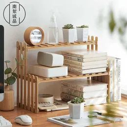 Creative Double Layer Desktop Bookshelf Office Data Rack Multi Meat Flower Simple Desk Storage Prodotti in bambù