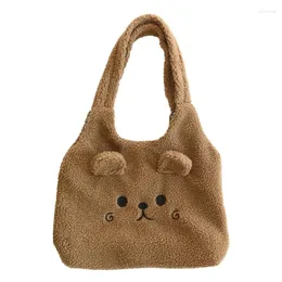 Evening Bags BENVICHED Winter Soft Plush Tote Bag Women Cartoon Embroidery Imitation Lamb Hair Shoulder For Shopper Bolsa