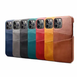 Retro stijl pu lederen telefoonhoesjes met twee kaartsleuven schokbestendige beschermhoes voor iphone 14 13 12 11 pro max samsung s22 s21 s20 plus ultra