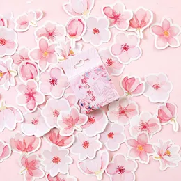 Hediye Sargısı 45pcs/Kutu Kiraz Çiçeği Petal Scrapbooking Mühür Kitabı Etiket Kağıt Çıkartmaları DIY Kırtasiye El Sanatları Günlüğü Mobil Cups Dekorasyon