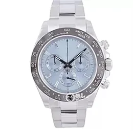 Mens Watch Iced Blue Dial Ceramic Bezel Sapphire Crystal Automatic Mechanical Movement 316L 강철 모든 다이얼 작업 남성 손목 시계 253y