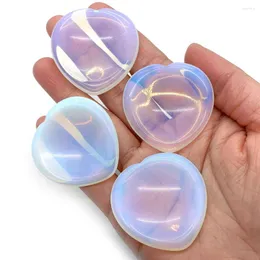 Charms Reiki Healing Wellness Crystal Natural Opal Worry Palm Stone Sunken Heart Pocket Energy Meditation Finger Massage