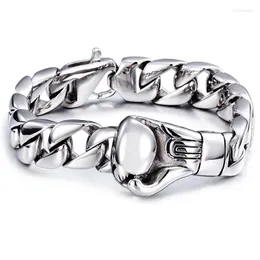 Charmarmband Mens Boxing Armband 316L Rostfritt st￥l Silverf￤rgad kr￶kt kedja Kedjan f￶r m￤n Partihandel smycken 15mm