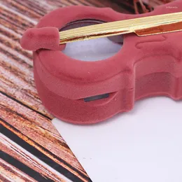 Schmuckbeutel Geschenk Samt Violine Form Box Ohrring Anhänger Ring Medaillon Halskette Fall 14,5 9,5 cm