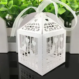 Embrulho de presente 50pcs a laser Caixas de doces Caixas de casamento Favor favorita Favoras de chá de bebê com fita com fita