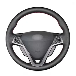 Steering Wheel Covers Hand-stitched Black Leather Car Cover For Veloster 2011 2012 2013 2014 2023