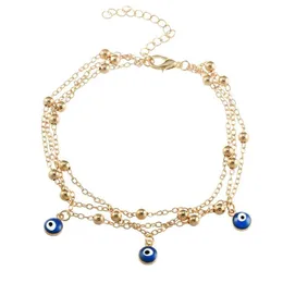 Anklets Bohemian Anklet Alloy Blue Eyes Pendants Bead Ankles Chain Evil Eye Lady Bracelet Sandy Beach 1 5Zx K2B Drop Delivery Jewelry Dhdx3