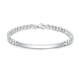 Link Bracelets 925 Silver Colour Square Box Chain Women's Bangles Luxury Jewelry Ladies Bridesmaid Gift Trend 2022