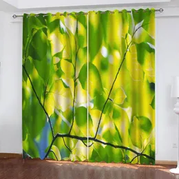 Vorhang Custom Green Leaf Vorh￤nge 3D Blackout f￼r Wohnzimmer Pers￶nlichkeit