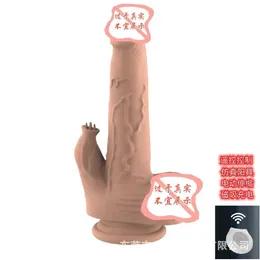 Sex Toy Massager Double Head Wireless Remote Control Telescopic Fake Penis Gun Machine Heating Swing Lifting Tjockad vibrationsstång för vuxna