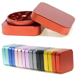 2 Layer Mini Square Herb Grinder 55MM Mini Portable Household Smoking Accessories Aluminum Tobacco Grinders
