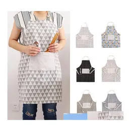 F￶rkl￤den Kvinnor Fashion Printed F￶rkl￤d Bibbs Cooking Baking Cleaning Halter Tether Bandage Sleeveless Home Kitchen Accessories DH1233 DRO OTHNP
