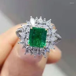 Bröllopsringar Tobilo Elegant Green Cubic Zirconia for Women Crystal CZ Stone Anniversary Gift Stylish Lady's Party Jewelry