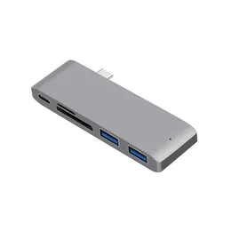 Consumir eletrônica 5 em 1 tipo-c hub para usb 3.0 pd tf/sd cartão adaptador otg alumínio escudo tf sd slot para macbook pro computador pc