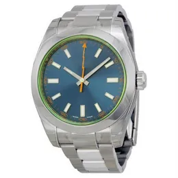 Blue Black Luxury Watch Men Milgaus 40mm-Wind Officit Office No Battery Model 116400GV Watches Stainless Steel 18K Oyster AAA236Q