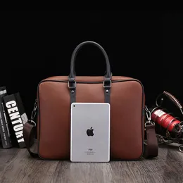 Erkek omuz çantası haberci çantalar ofis dizüstü bilgisayarlar için evrak çantası iş seyahati çanta kaliteli deri koyu kahverengi erkek çanta305s