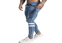 Gingtto męskie dżinsy szczupłe dżinsy duże i wysokie, niebieskie dżinsy dla mężczyzn w trudnej stronie elastycznej talii 32 nogi 30 ZM49 CX3511596