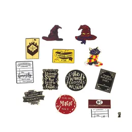 Pins Brooches Cartoon Magic Hat Brooch Pins 12Pcs Set Alloy Enamel Paint Themes Of Film And Teion Peripheral Elements Drop Delivery Dhqxx