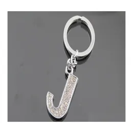 Chave anéis de moda Cristal strass alfabeto Chavening Inicial Chain de anel de letra unissex Keychain 26 Letras 1387 Q2 Drop Delivery Jewe Otclh