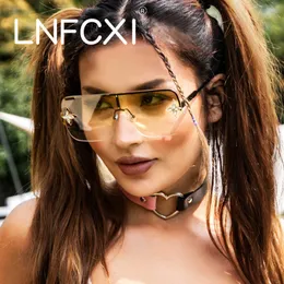 LNFCXI Mode Diamant Ein Stück Quadrat Sonnenbrille Frauen 2022 Neue Große Blumen Marke Metall Brillen UV400 Gafas De Sol Hombre 1219