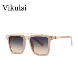 Luksusowe metalowe płaskie okulary przeciwsłoneczne Oryginalne marka kwadratowe okulary przeciwsłoneczne kobiety mężczyźni punkowe podwójne odcienie gradient okulary UV400 1219